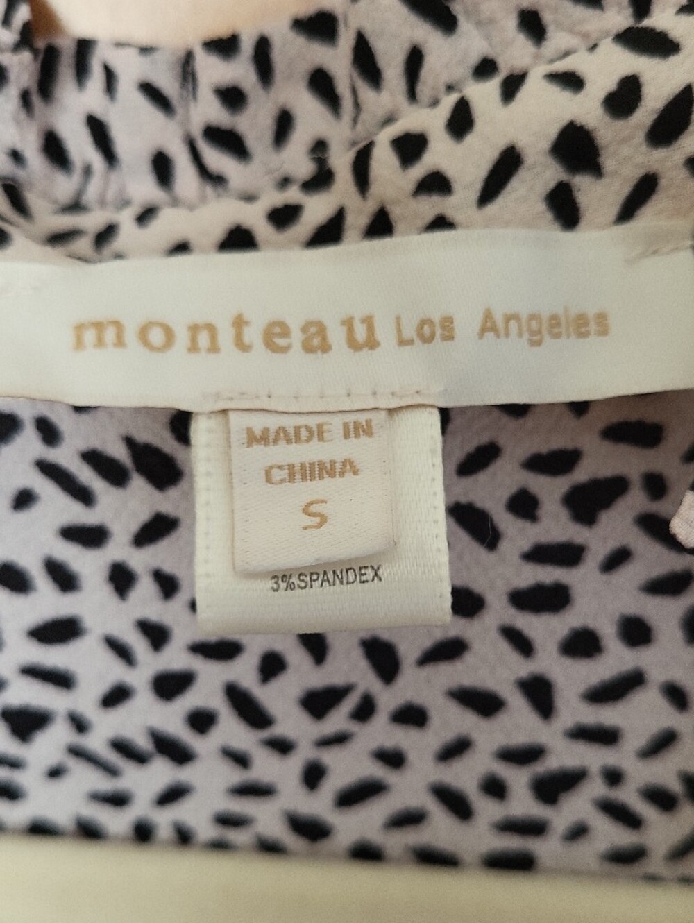 Monteau Light Pink Wrap Blouse with Black Dot Print - Picture 2 of 5
